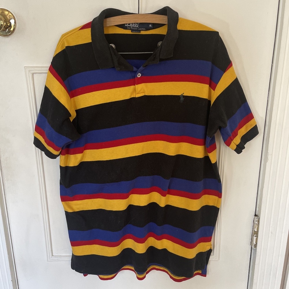 Vintage 90's Y2K Polo Ralph Lauren Polo Men's M-L Rainbow Striped Pride Shirt - Picture 5 of 9
